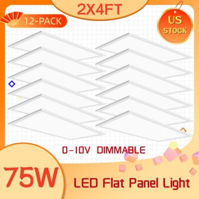 2X4FT LED Flat Panel Light 8400LM 75W 5000K Dimmable Drop Ceiling Office Lights