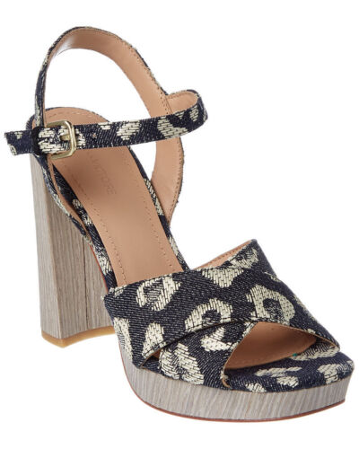 $275 Anthropologie Leather CrissCross Sandals 9 Bold Blue Leopard Platform Heels