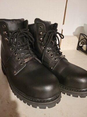 Eagle 605S  Men's Work Boot Genuine Leather Black Heavy Duty Size 9.5 steel toe.