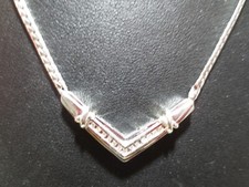 .925 STERLING SILVER DIAMOND CHOKER NECKLACE 0.15 tcw 16" LONG 11.24g G131242-5