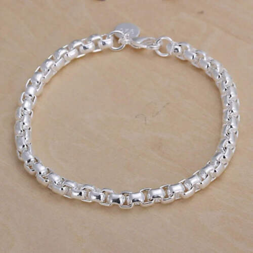 Sterling Silver Square Chain Bracelet for Women & Men Wedding Gift - Picture 19 of 30