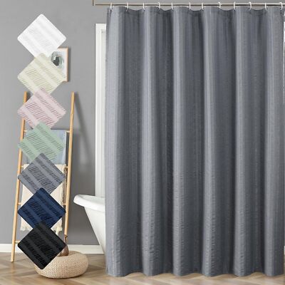 Moga Extra Long Grey Shower Curtain 96 Inch Long, Embossed Texture Fabric Bathro