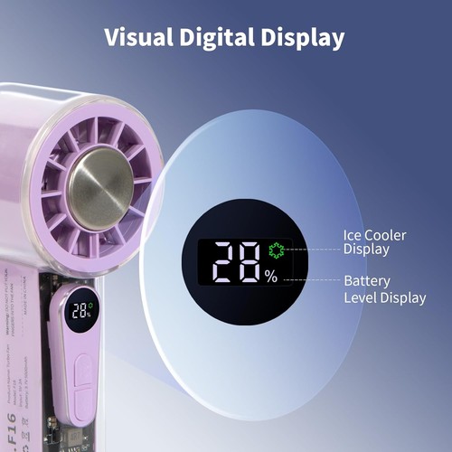 Portable Handheld Cooling Fan with Ice Compress - Perfect for Outdoors, Purple - Picture 6 of 10