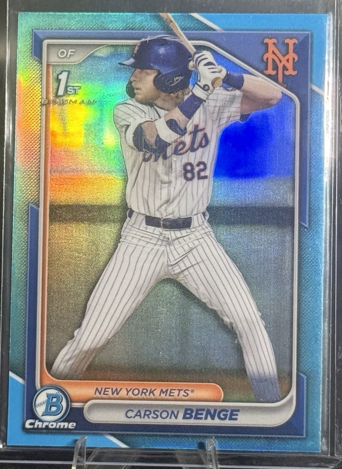 Carson Benge 2024 Bowman Draft Chrome 1st Sky Blue Refractor #BDC-28 Mets