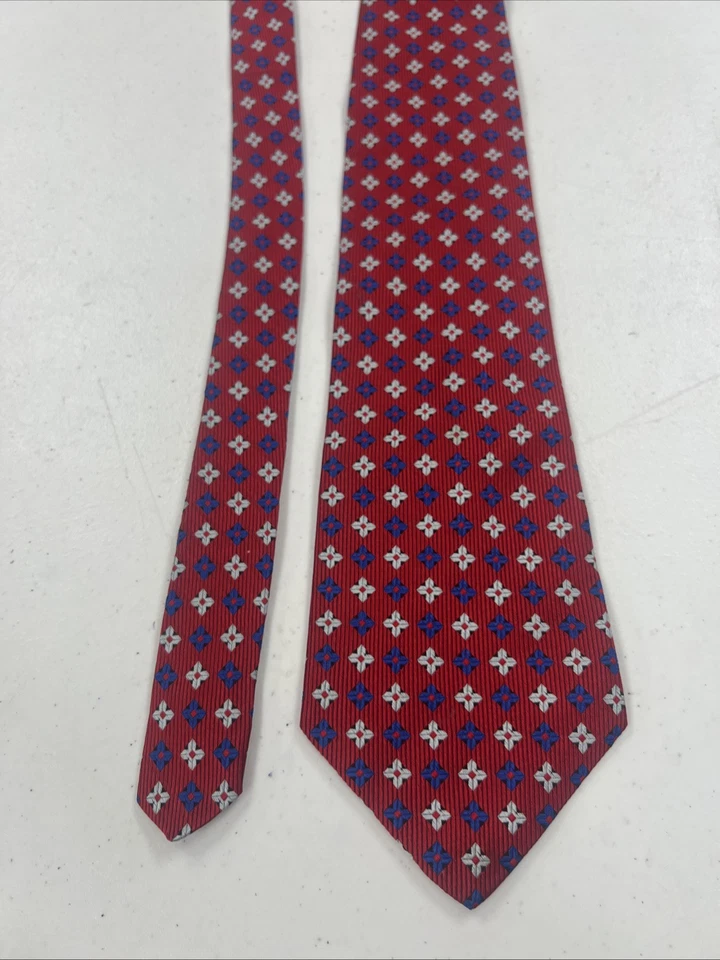 Corbata de cuello de seda floral roja y azul Paul Fredrick para hombre $98 Foto 2 de 4