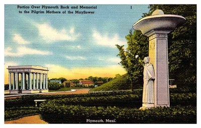 Postcard MONUMENT SCENE Playmouth Massachusetts MA m/09 AP2348