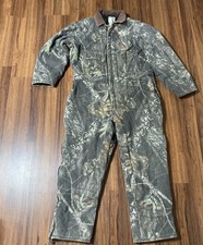 Vintage Mossy Oak L-Regular BreakUp Canvas Camo Hunting Coveralls View Descrip