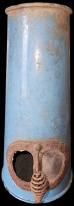 LOT OF 2 Vintage Blue Enamel Stove Pipe Chimney with Mica Window