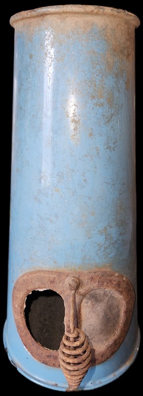 LOT OF 2 Vintage Blue Enamel Stove Pipe Chimney with Mica Window