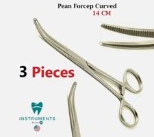 Pean Forceps Curved Set of 3  Surgical Hemostat Clamp Stainless Steel