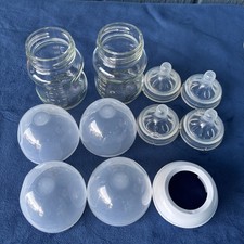 Philips AVENT Glass Wide Neck Baby Bottle Replacement Pcs Clear Nipples Sz 1