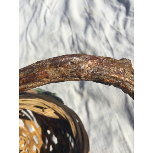 Rustic handmade small basket 7” 7 in brown green bohemian rustic witch fairy - Picture 5 of 10