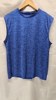 Mens Zelos Size Large Blue Sleeveless Gym Performance T Shirt