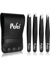 Pefei Tweezers Set - Professional Stainless Steel Tweezers for Eyebrows  Face