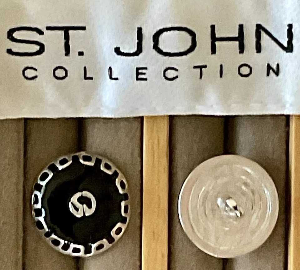 ST JOHN Marie Gray COLLECTION Black & Silver Shank Replacement Button 13/16” NEW - Image 4 of 4