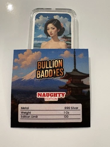 Bullion Baddies, Naughty, Sakura Silk, 1oz .999 Silver Bar/COA -  IYNYN