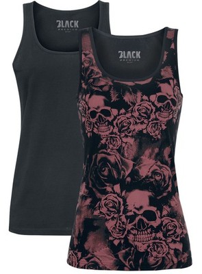 Black Premium by EMP Damen schwarze Basic Tops im Doppelpack