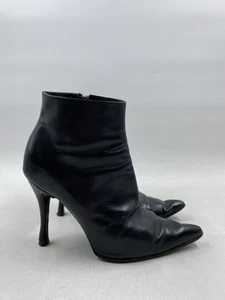 Gucci botte escarpins en cuir noir bout pointu aiguille L 7,5