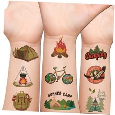 Camping Tattoos for Kids, 10 Sheets Camping Campfire Outdoor Party Temporary