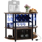 HOMCOM LED Wine Cabinet with Charging Station, Wine Racks, Glass Holders