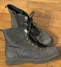 Girls Size 2 Old Navy Side Zip Black Sparkling Boots