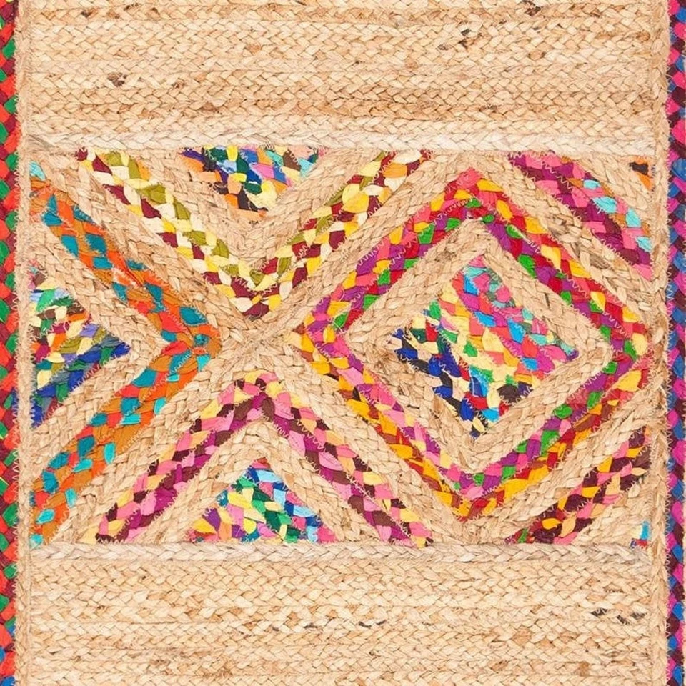 Rug 100% Natural Cotton Jute Reversible Braided Carpet Living Modern Area Rugs - Image 3 of 4