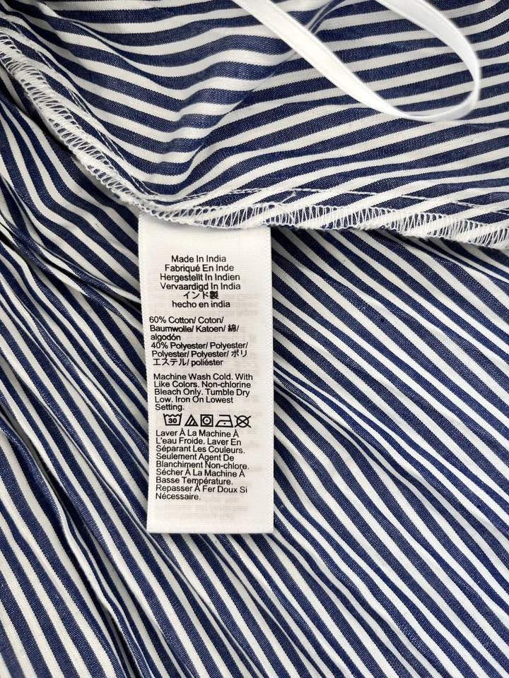 JCrew Pleated Midi Skirt XXS Blue Stripes Pleated Women’s - Image 4 of 4