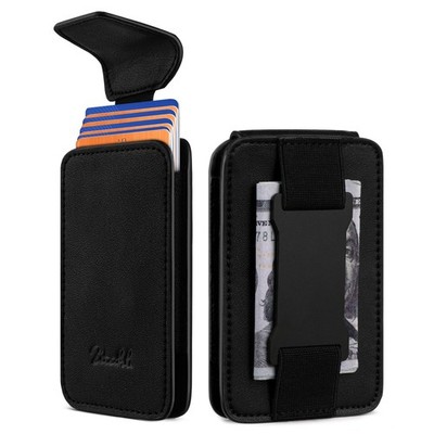 Slim Wallet for Men with Pull-Up Tab & Cash Strap - Front Pocket Minimalist E...