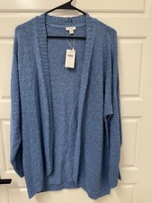 NWT 89 Pure Jill J Jill Large Blue Open Front Cardigan Sweater New A10