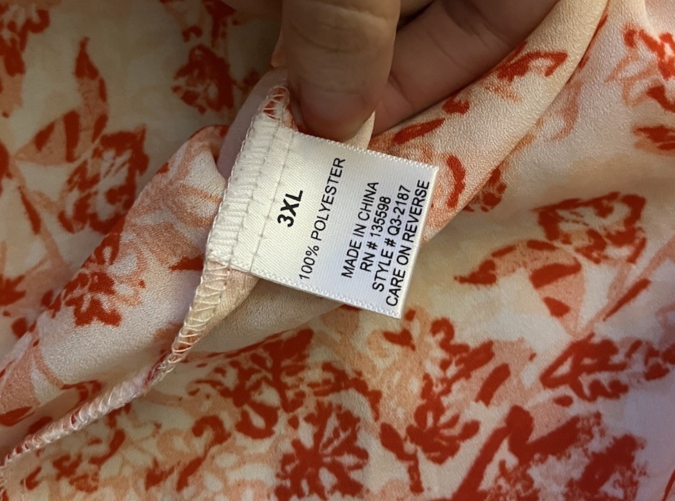 Cure Orange Floral Long Sleeve Blouse Flowy Top Womens Size 3XL Plus