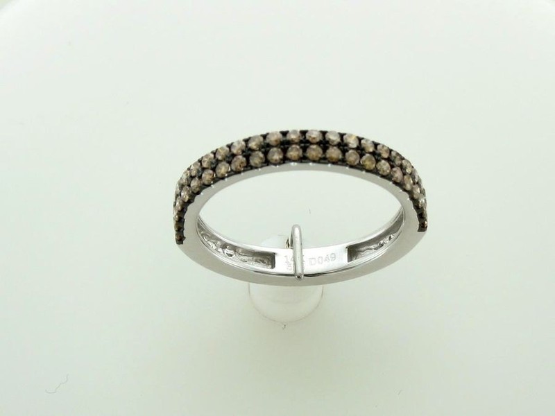 LeVian 14K White Gold Band Ring for Her with 0.46 Carat Brown Diamond - Size 5.5