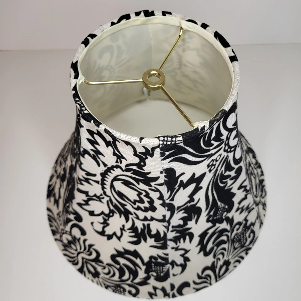 Dale Tiffany Lamp Shade Fabric Raised Velvet Black And White - Image 2 of 4