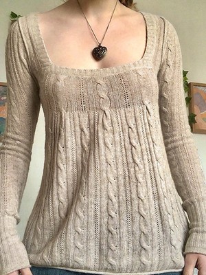 Fall Cream, Basic Knitted Sweater 