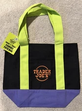 Trader Joes Mini Canvas Tote Bag 🎃Trick or Treat🎃Black&Green🔥New With Tags🔥
