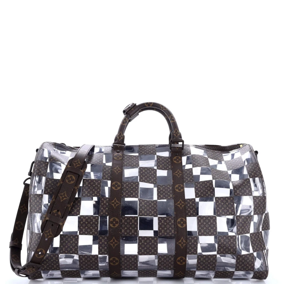 Bolso Bandolera Louis Vuitton Keepall Monograma Ajedrez Recubierto Lona y PVC 50