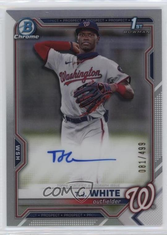 2021 Bowman Draft Chrome Pick Refractor 81/499 TJ White #CDA-TWH Auto 0q4s