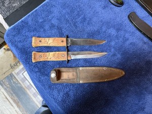 PAIR VINTAGE IMPERIAL FIXED BLADE ELK/MOOSE HANDLE KNIVES