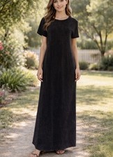 LuLaRoe Maria Maxi Dress XS Black Acid Wash Short Sleeve T-Shirt Column Gown