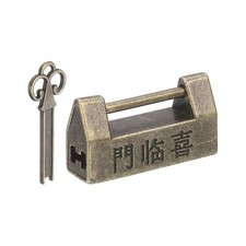 1.26" Vintage Decorative Horizontal Big "Happiness" Padlock, Bronze