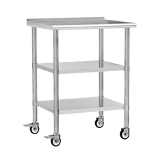 Stainless Steel Work Table with Wheels, 24x30 Inch NSF Food Prep Table with B...