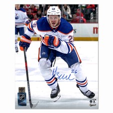 Mattias Janmark Autographed Edmonton Oilers Away 8x10 Photo