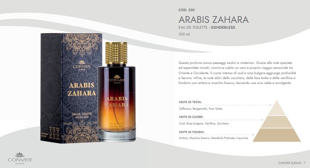 CONVER Arabis Zahara EDT 100ml Profumo Orientale Oud Ambra Unisex