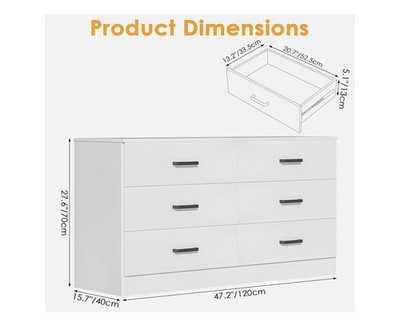 Mainstays DW01598 Classic 6 Drawer Dresser - White | eBay