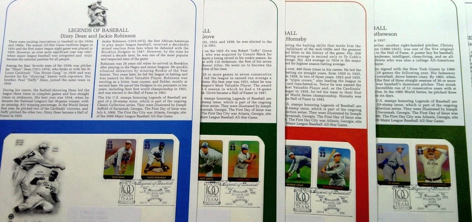 2000 Legends of Baseball Sc 3408a-t PCS panel FDCs Babe Ruth Jackie Robinson - Image 4 of 4