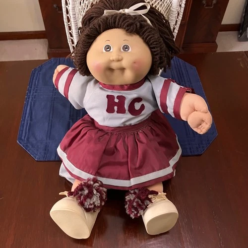 1980's Cabbage Patch Kids 15” Girl Doll Cheerleader Brunette w/ Outfit