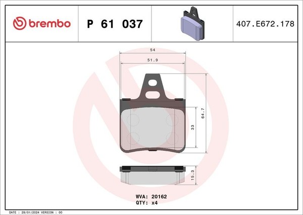 Brembo Bremsbelagsatz, Scheibenbremse P 61 037 FüR CitroËN-image