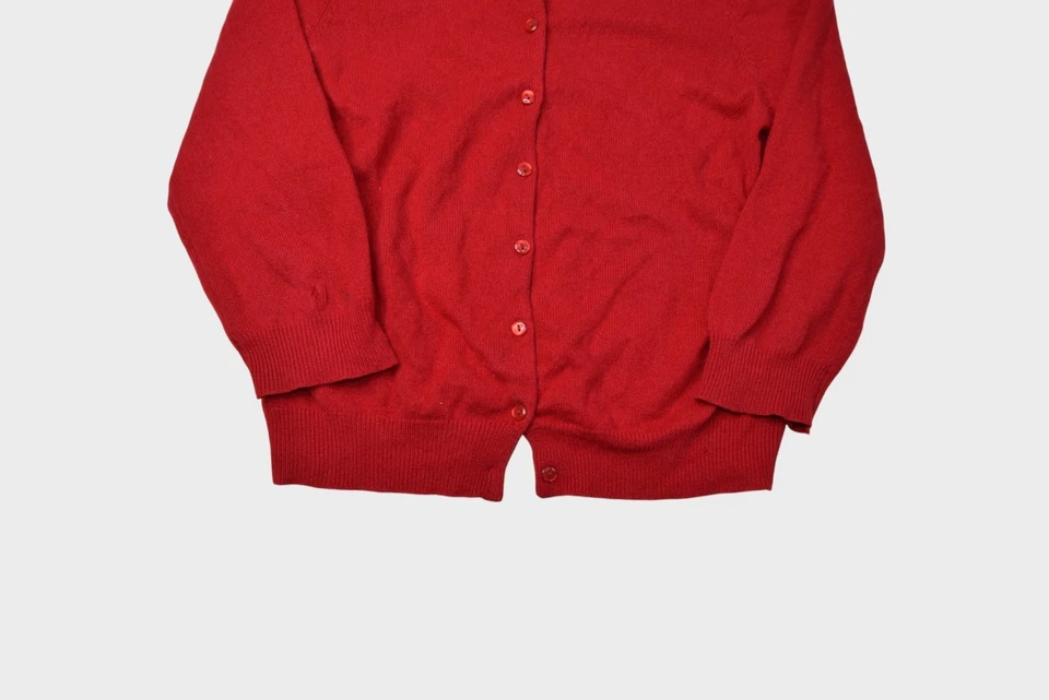 Suéter Moda International para mujer pequeño rojo cachemir cárdigan manga 3/4 Foto 2 de 4