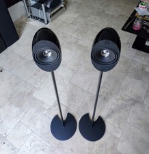 1 Pair HTS3001 Black Satellite Speakers With Floorstands
