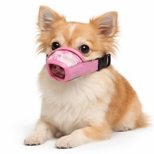 Pink Floral Mesh Dog Muzzle Small Adjustable Soft Breathable Pet Training NEW