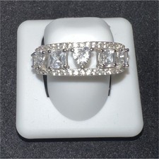925 sterling silver CZ half eternity with multi shapes Size 9